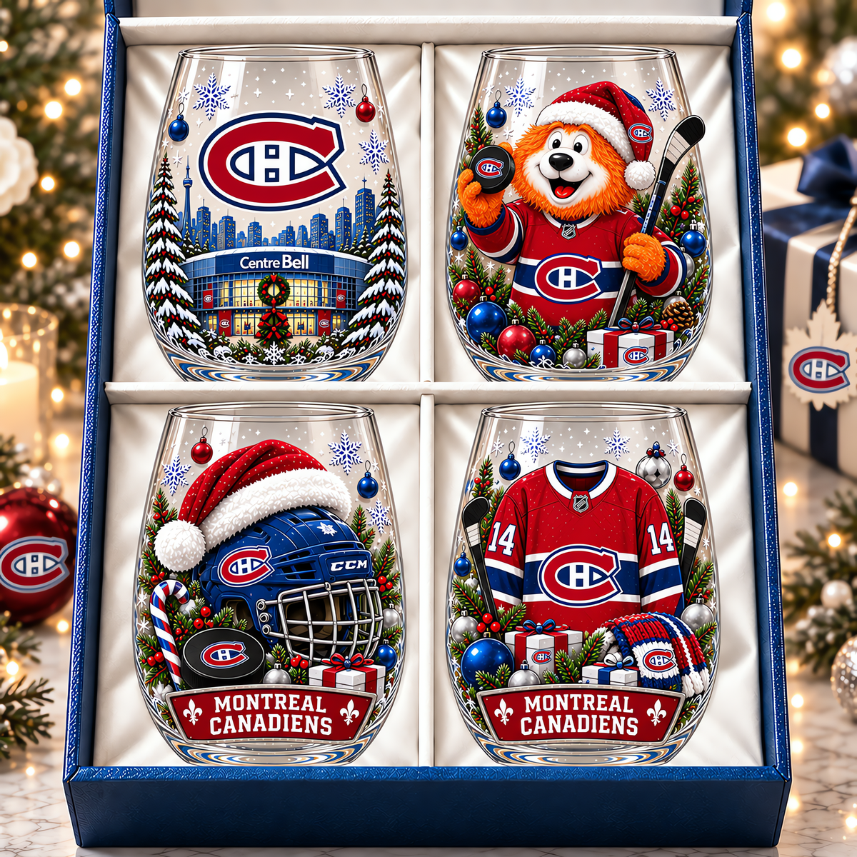 Montreal Canadiens NHL Premium Stemless Glass Set 4 Personalized Gift For Fan Hockey Men Women - Limited Edition