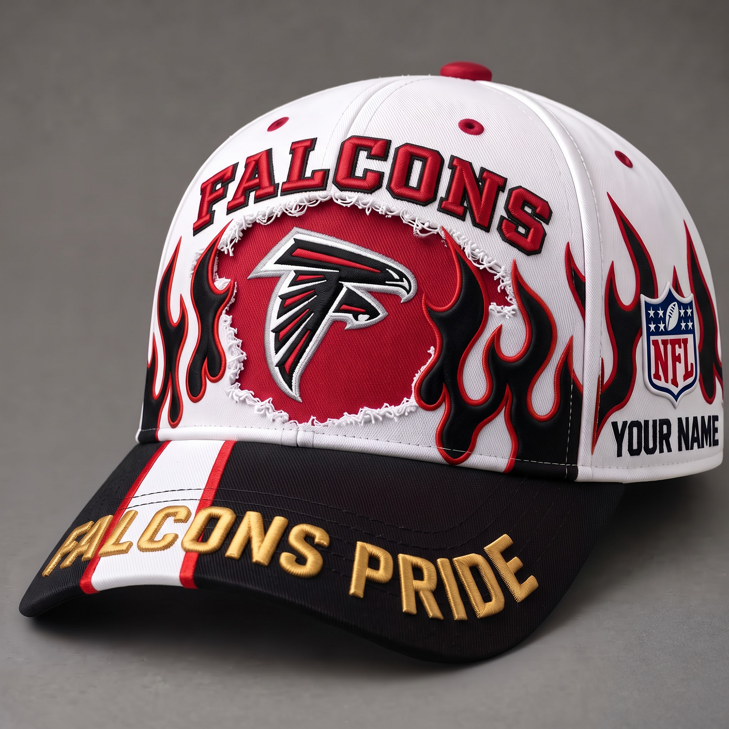 ATL X NFL EXCLUSIVE PERSONALIZED FIRE GRAPHIC CAP FOR GAME DAY