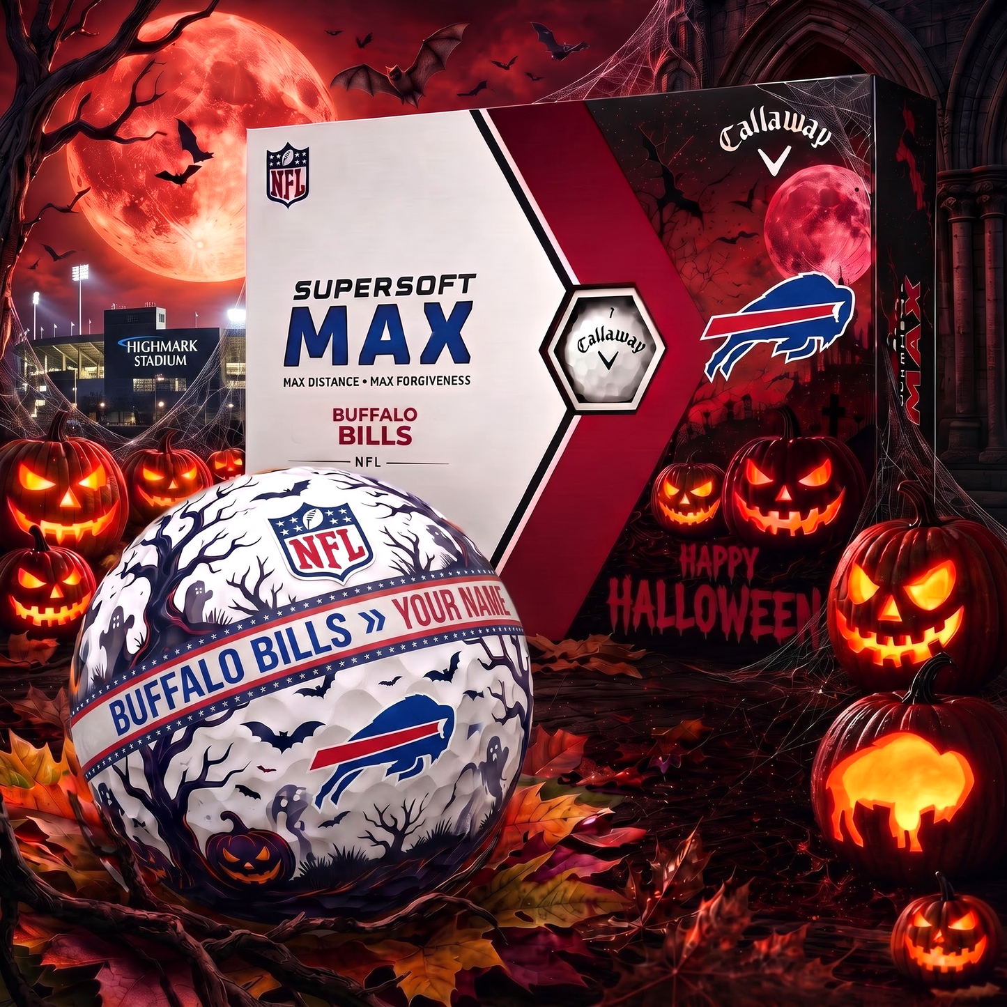 BB_Premium NFL Team Halloween Golf Balls Set - Spooky Halloween Gift Box