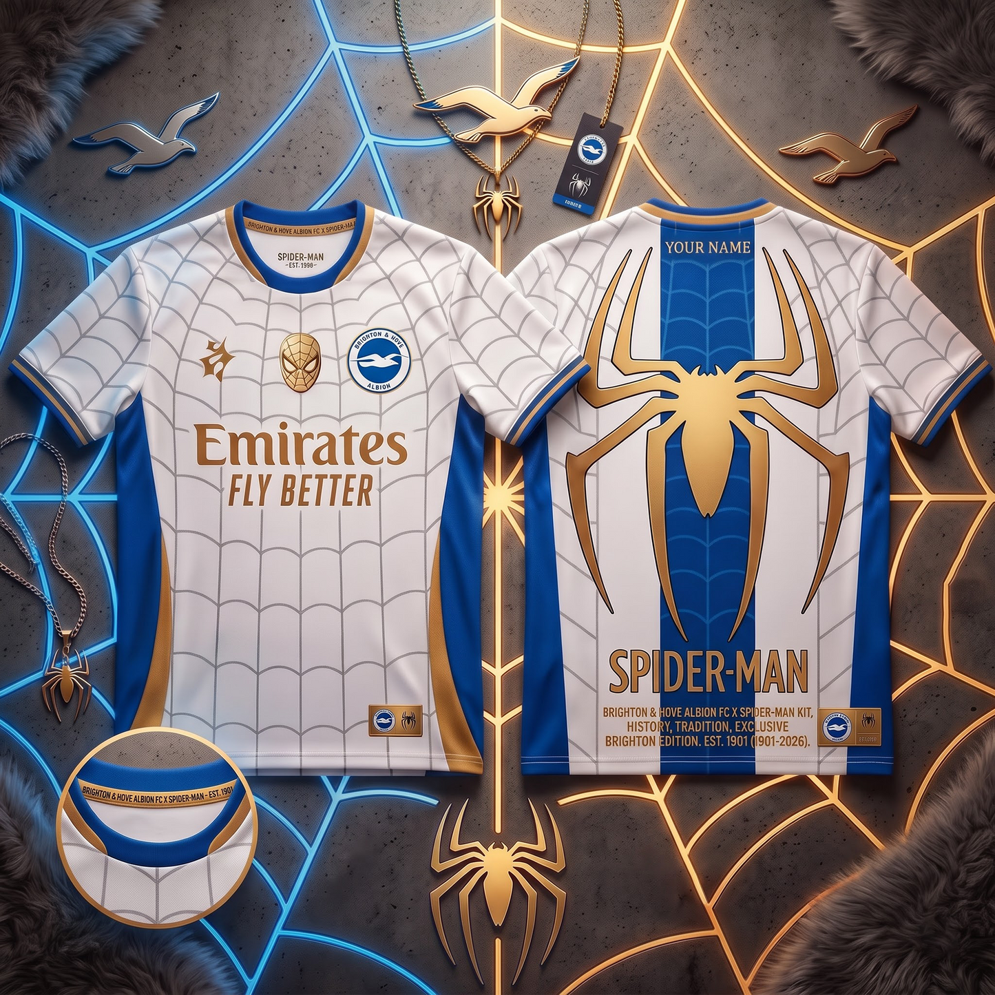 BHA X PREMIUM EPL x SPIDER-MAN PERSONALIZED FOOTBALL JERSEY