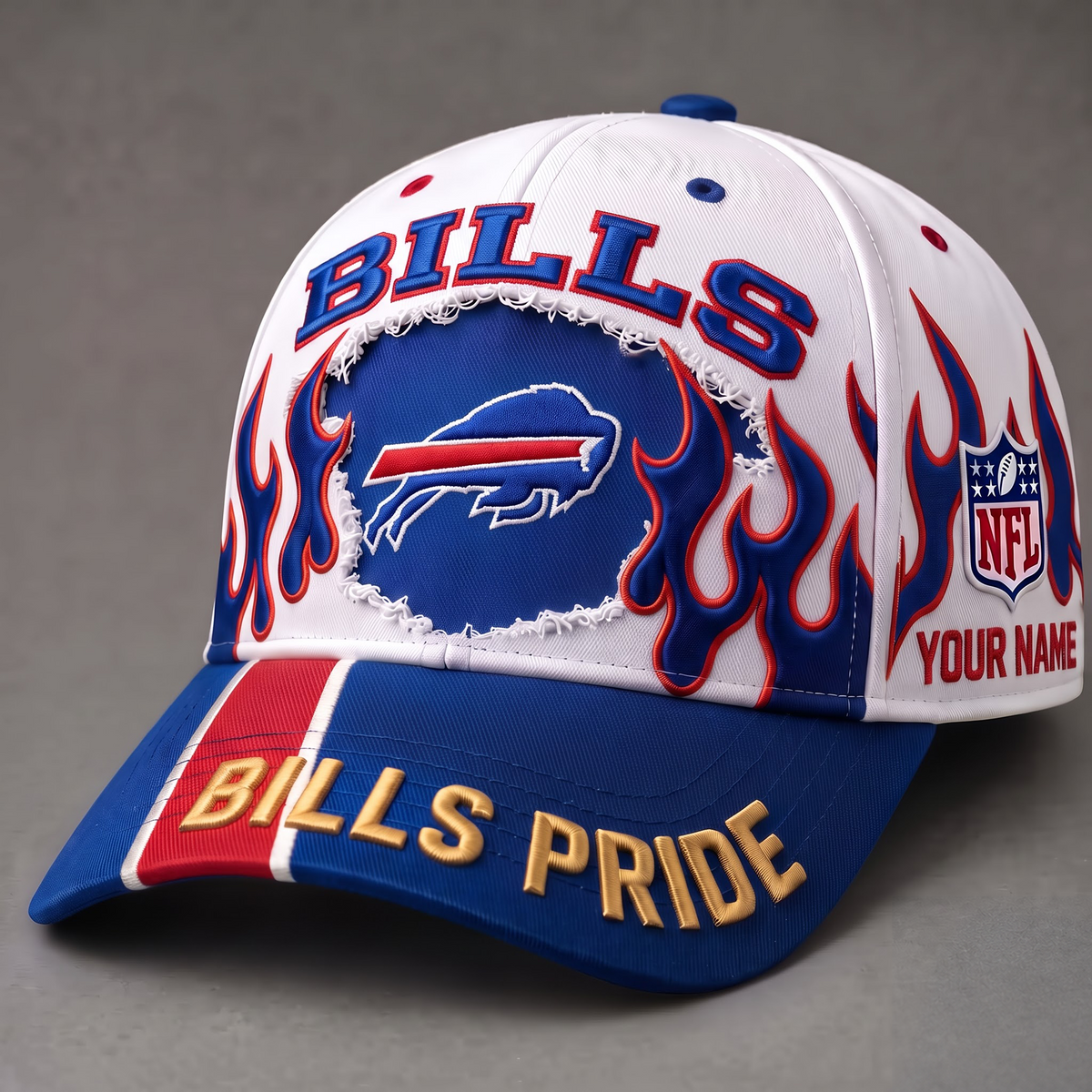 BUF X NFL EXCLUSIVE PERSONALIZED FIRE GRAPHIC CAP FOR GAME DAY