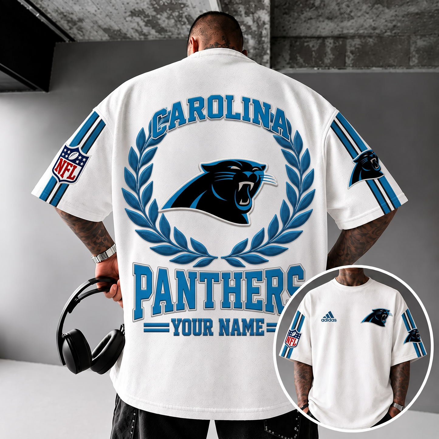CAR X NFL Personalized Oversized T-Shirt, Custom Name NFL Fan Graphic Tee