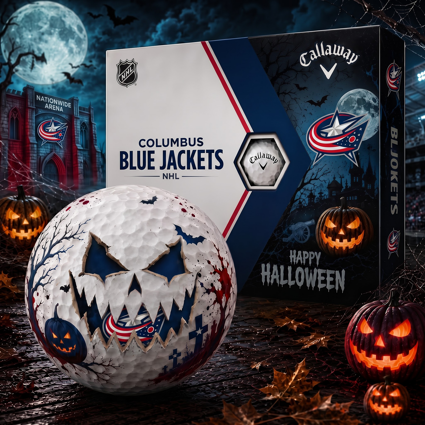 CBJ_NHL Monster Skull Halloween Golf Balls Gift Box V2 1808