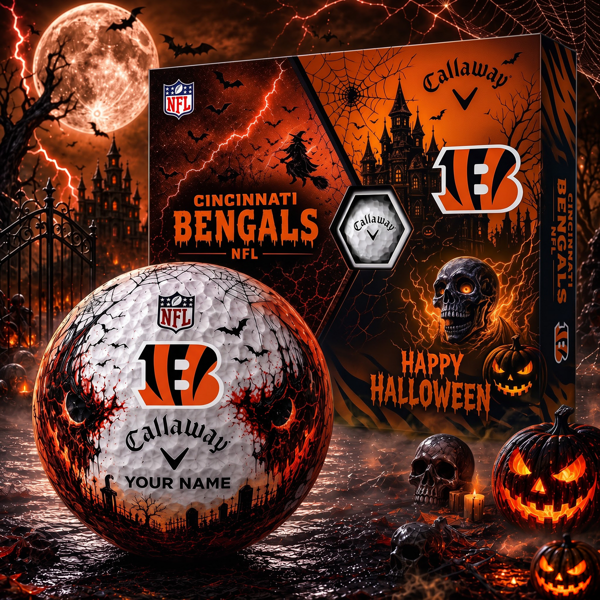 CIN X Premium NFL Halloween Golf Ball Limited Edition V2