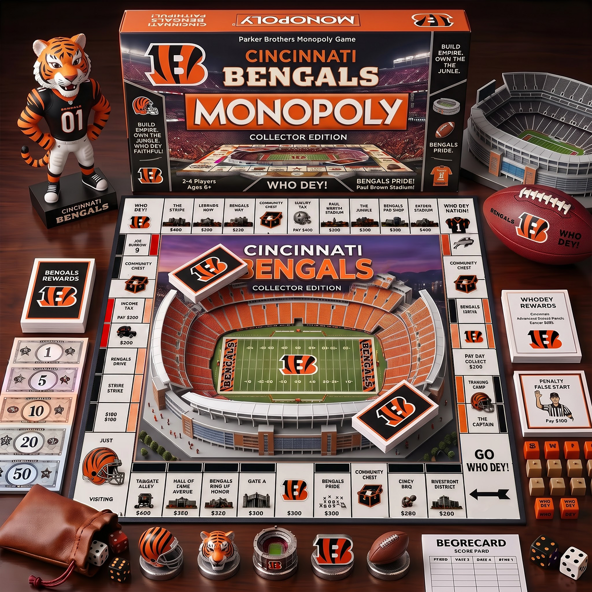 CIN_MONOPOLY NFL DELUXE SPORTS BOARD GAME PREMIUM COLLECTOR EDITION