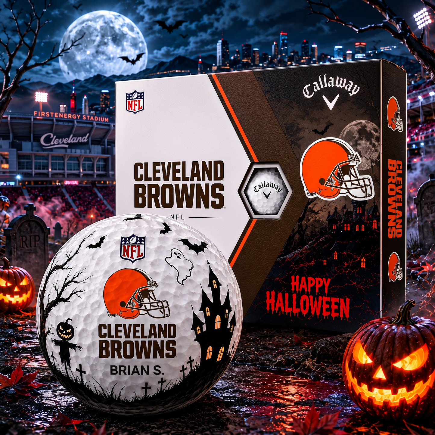CLE X Premium NFL Halloween Golf Ball Limited Edition V2 1208