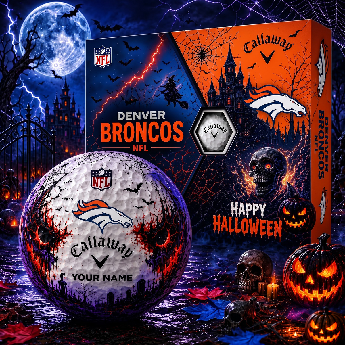 DEN X Premium NFL Halloween Golf Ball Limited Edition V2
