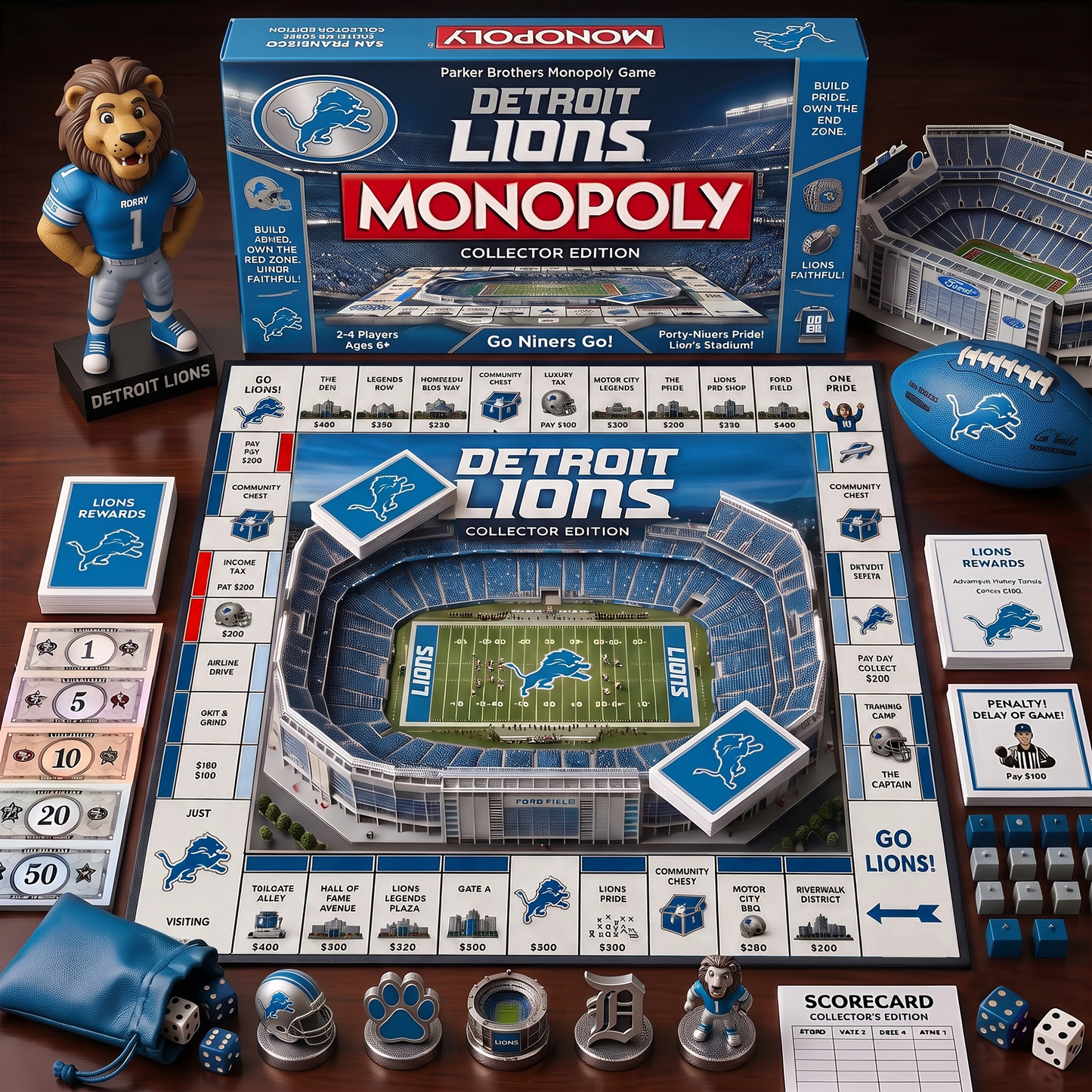 DL_MONOPOLY NFL DELUXE SPORTS BOARD GAME PREMIUM COLLECTOR EDITION