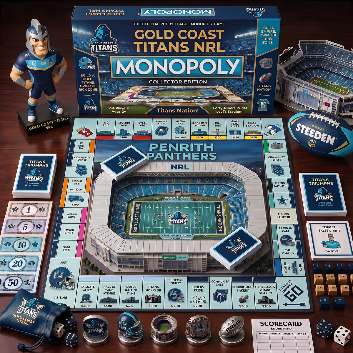 GCT_MONOPOLY NRL DELUXE SPORTS BOARD GAME PREMIUM COLLECTOR EDITION