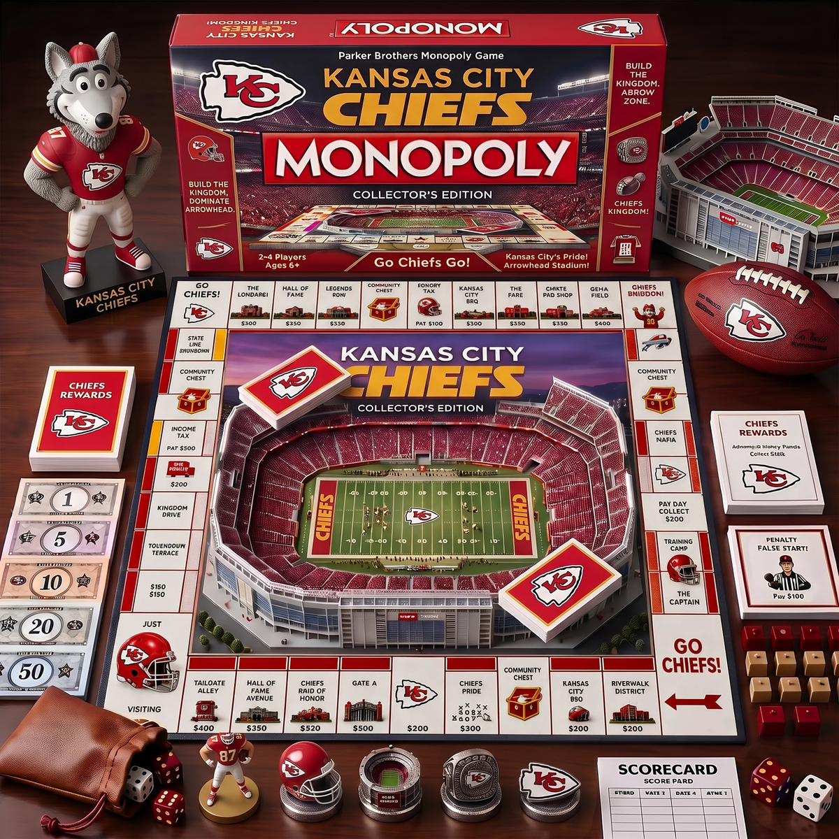 KCC_MONOPOLY NFL DELUXE SPORTS BOARD GAME PREMIUM COLLECTOR EDITION