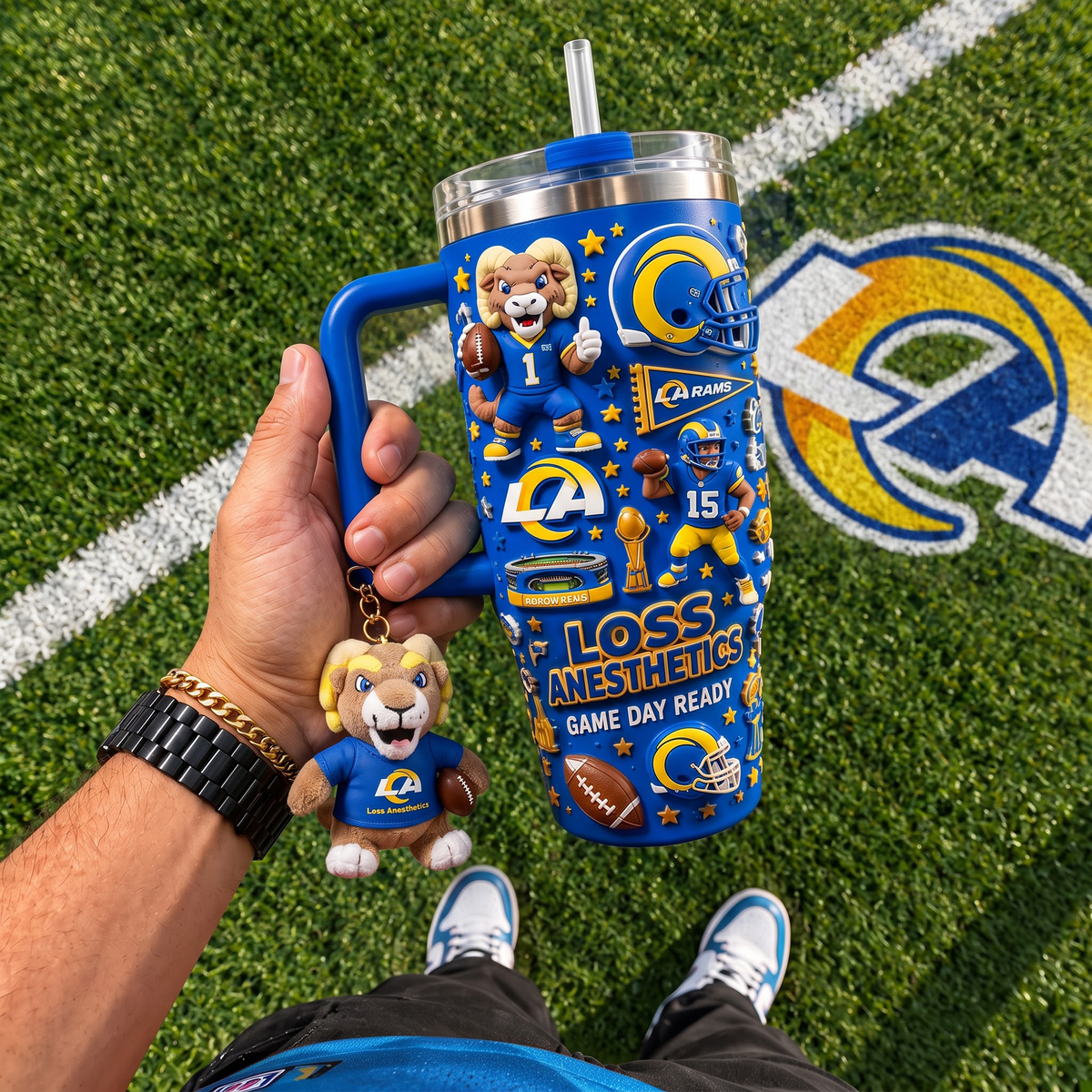 LAR x NFL Football 40oz Tumbler with Handle & Straw