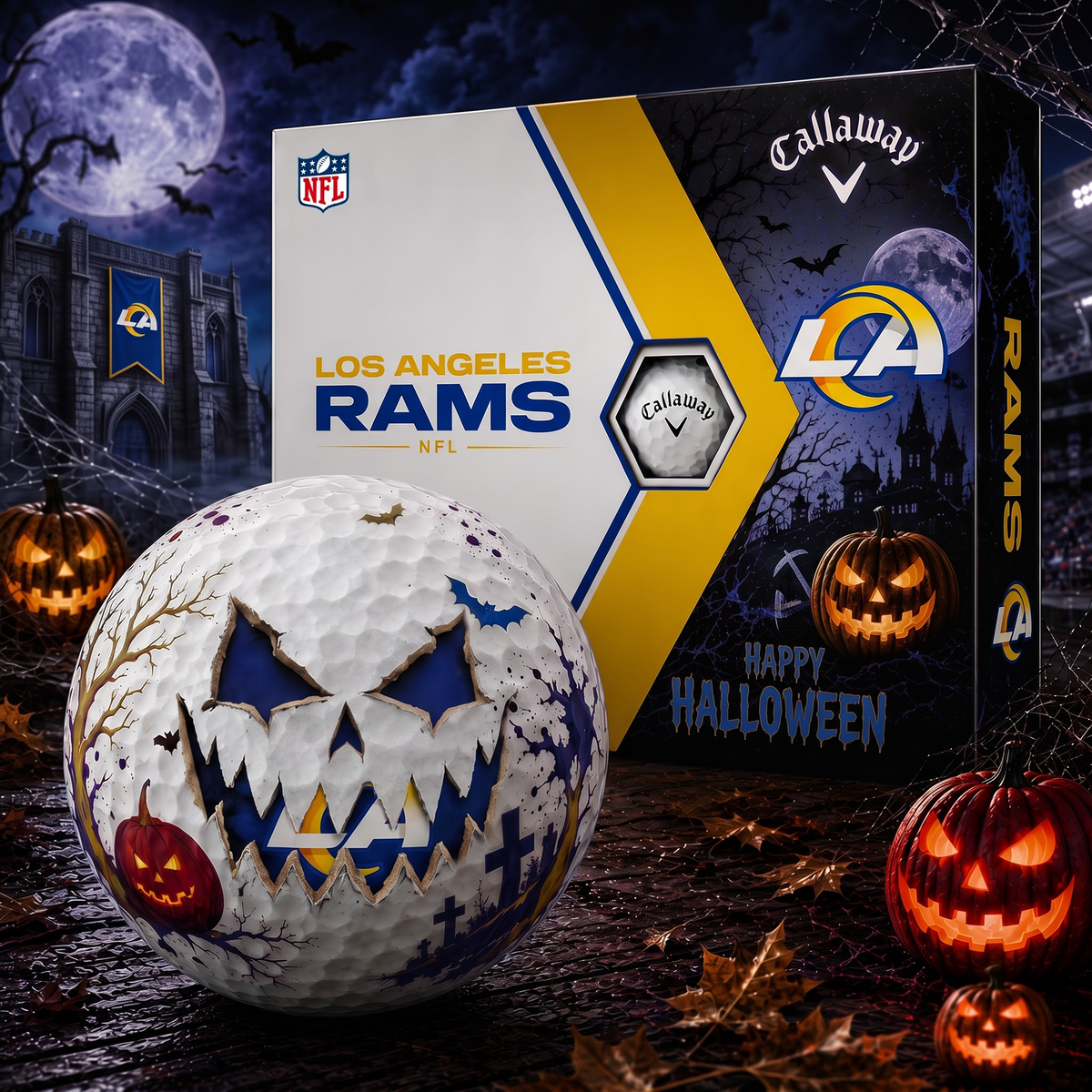 LAR_NFL Monster Skull Halloween Golf Balls Gift Box 1808