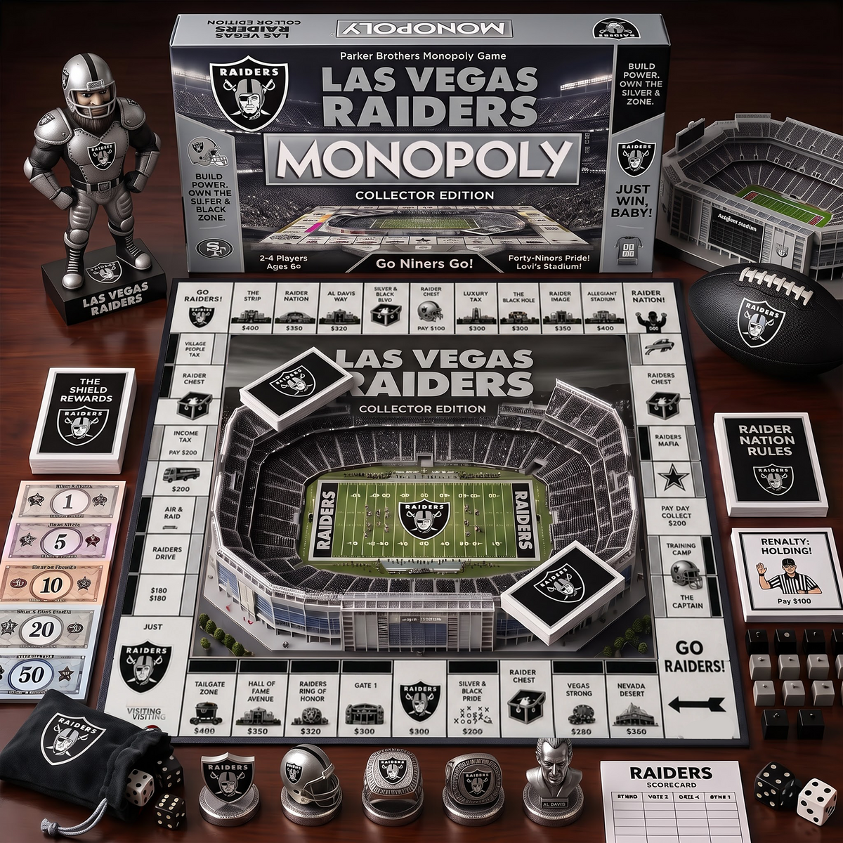 LVR_MONOPOLY NFL DELUXE SPORTS BOARD GAME PREMIUM COLLECTOR EDITION