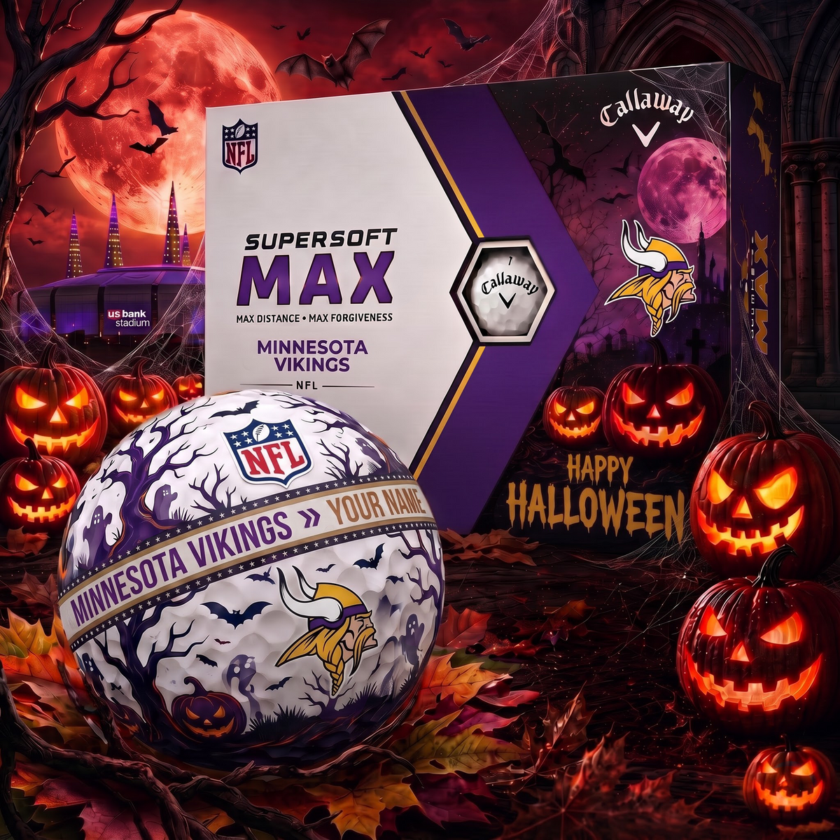 MV_Premium NFL Team Halloween Golf Balls Set - Spooky Halloween Gift Box