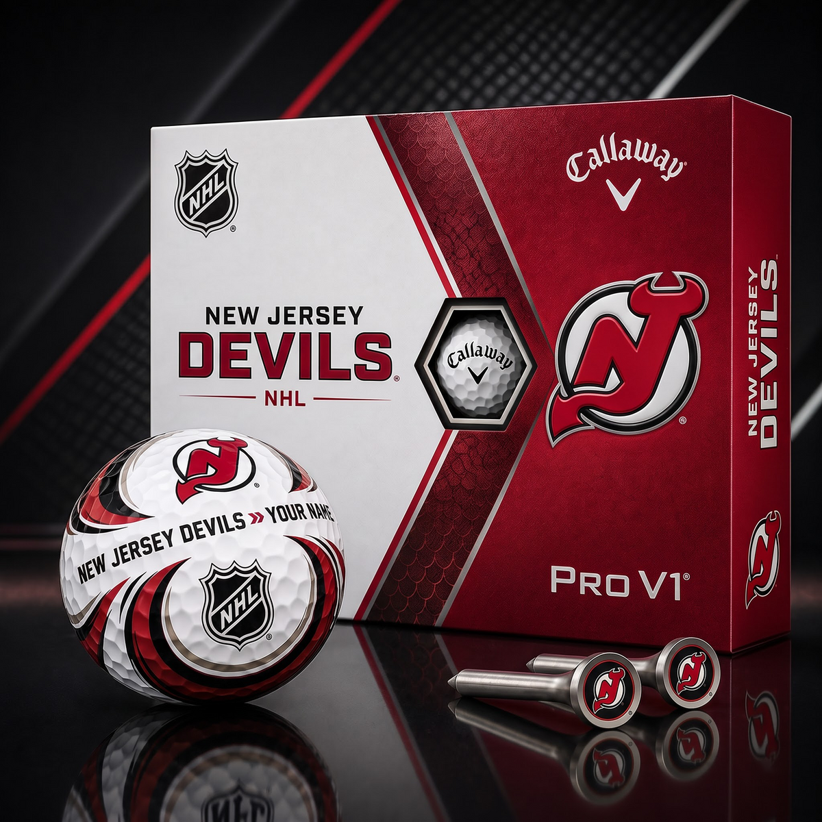 NJD X PREMIUM NHL PERSONALIZED PRO V1 GOLF BALL SET COLLECTOR EDITION