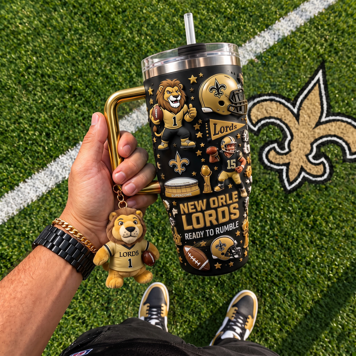 NOS x NFL Football 40oz Tumbler with Handle & Straw