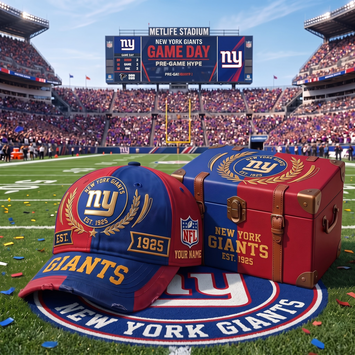 NYG X Premium NFL Fan Cap & Collector Box Set – Custom Name Edition