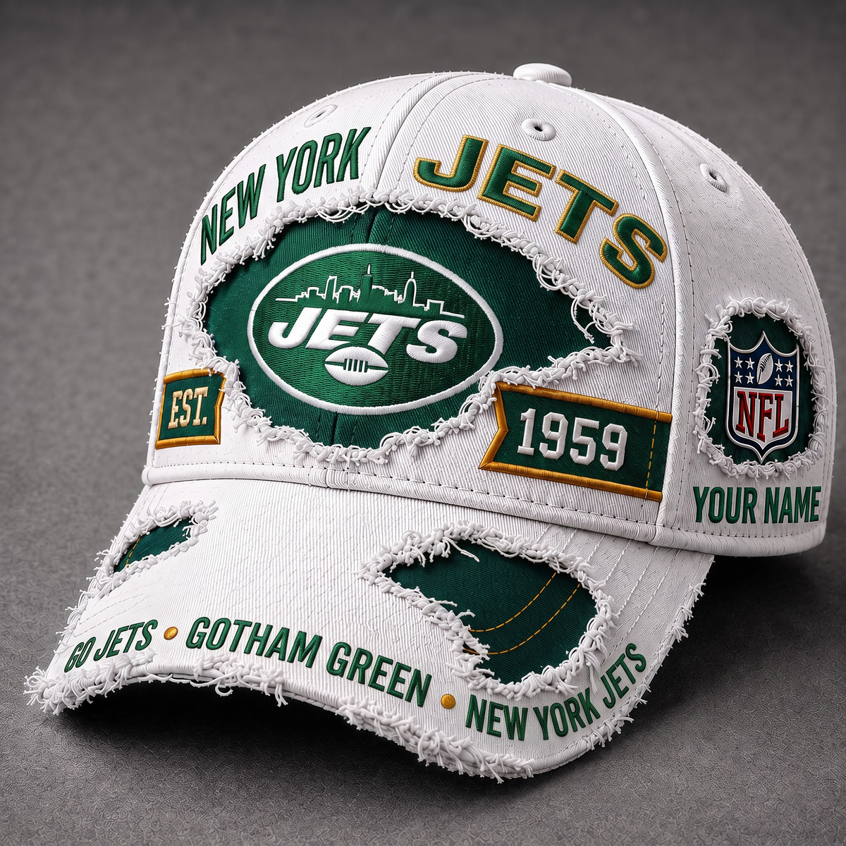NYJ X Premium NFL Classic Distressed Snapback Cap