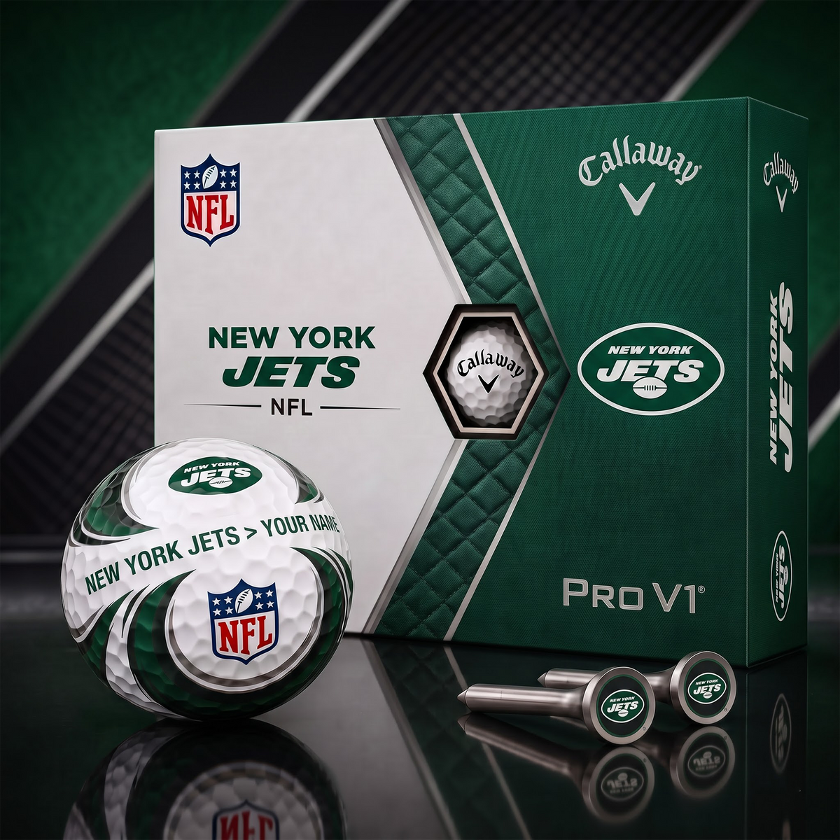NYJ_PREMIUM NFL PERSONALIZED PRO V2 GOLF BALL SET COLLECTOR EDITION 1808