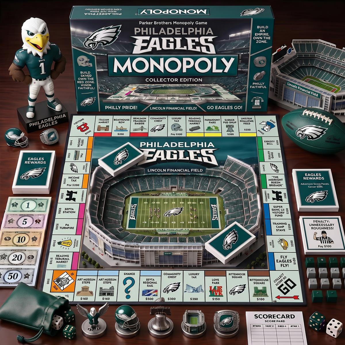 PE_MONOPOLY NFL DELUXE SPORTS BOARD GAME PREMIUM COLLECTOR EDITION