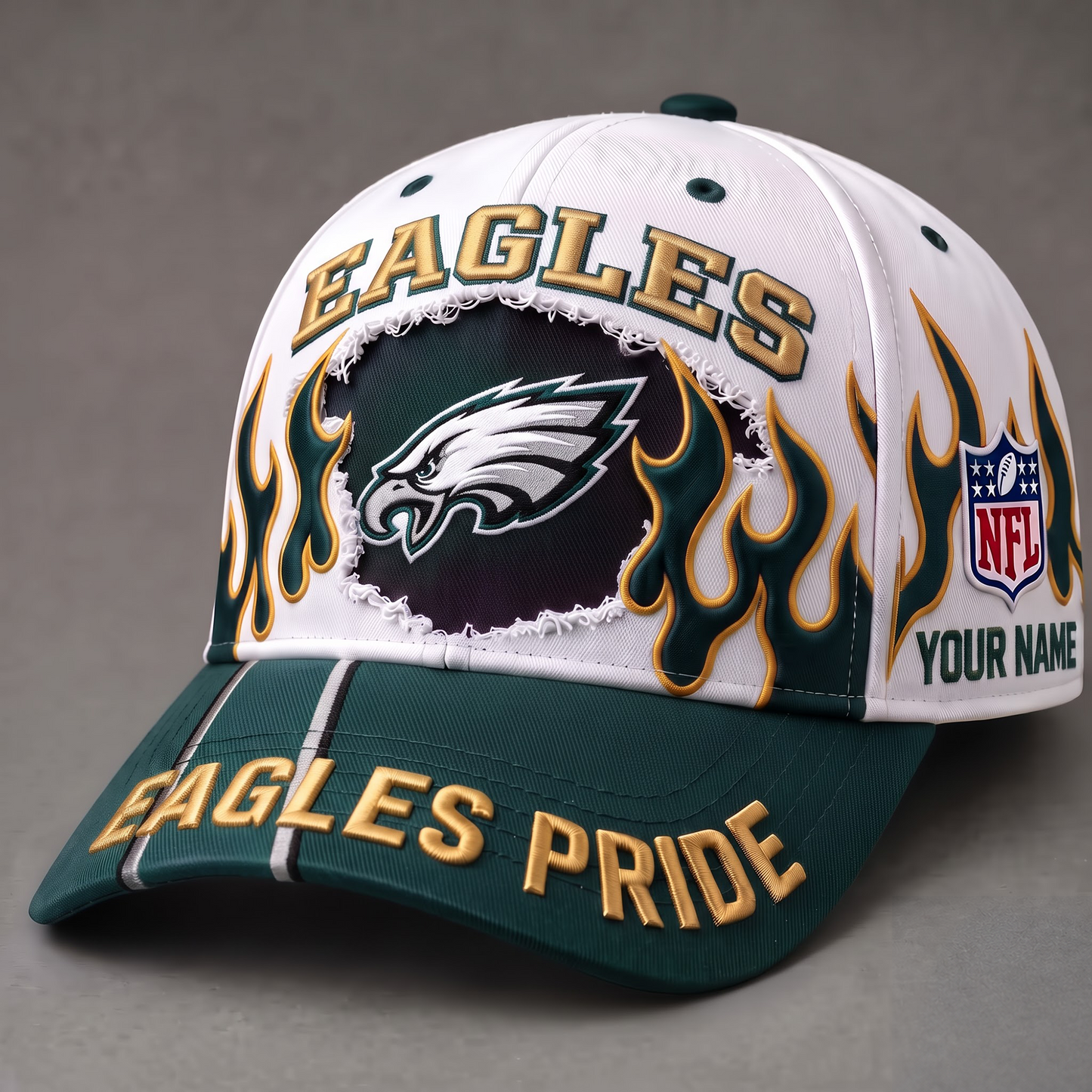 PHI X NFL EXCLUSIVE PERSONALIZED FIRE GRAPHIC CAP FOR GAME DAY