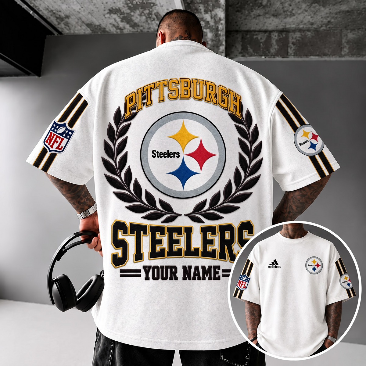 PIT X NFL Personalized Oversized T-Shirt, Custom Name NFL Fan Graphic Tee
