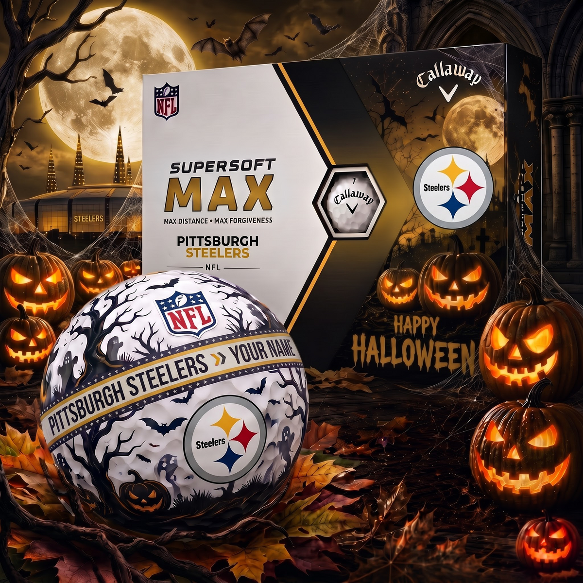 PS_Premium NFL Team Halloween Golf Balls Set - Spooky Halloween Gift Box