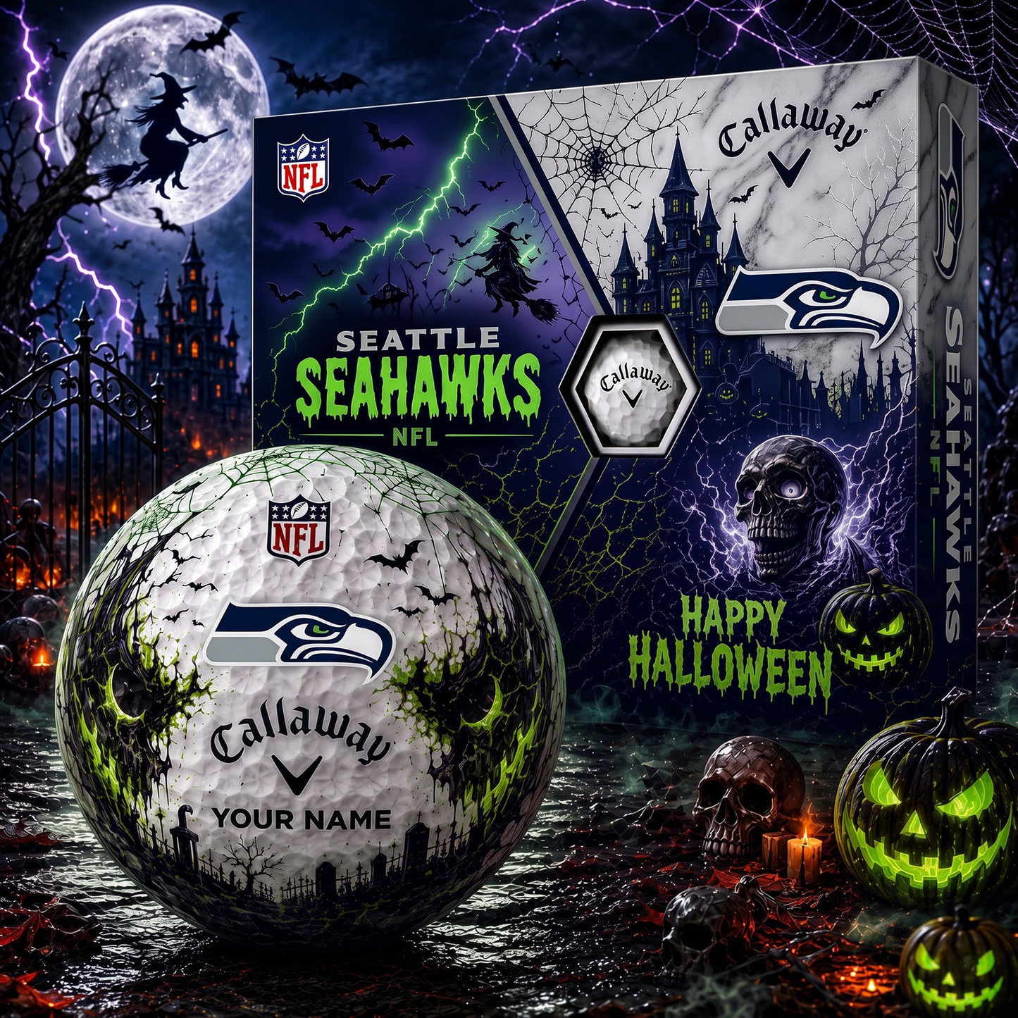 SEA X Premium NFL Halloween Golf Ball Limited Edition V2