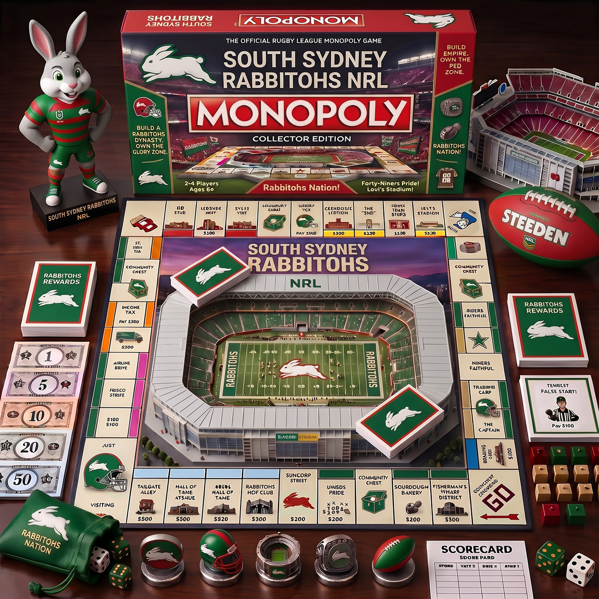 SSR_MONOPOLY NRL DELUXE SPORTS BOARD GAME PREMIUM COLLECTOR EDITION