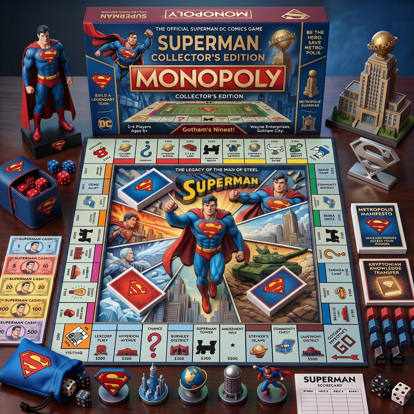 SUPPER MAN_MONOPOLY DCDELUXE SPORTS BOARD GAME PREMIUM COLLECTOR EDITION
