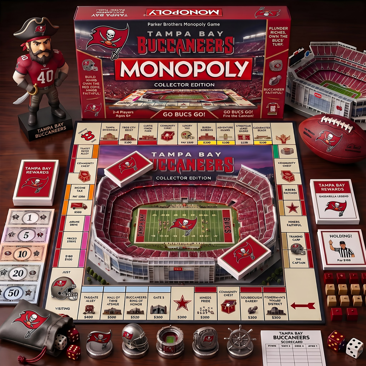 TBB_MONOPOLY NFL DELUXE SPORTS BOARD GAME PREMIUM COLLECTOR EDITION