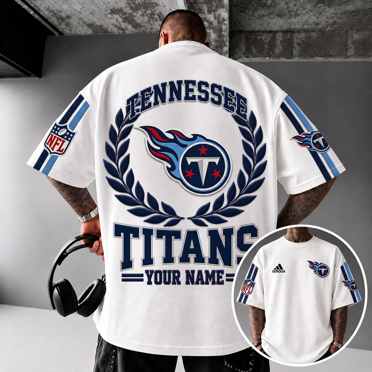 TEN X NFL Personalized Oversized T-Shirt, Custom Name NFL Fan Graphic Tee