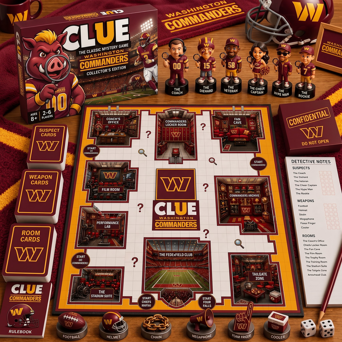 WAS X PREMIUM NFL FOOTBALL CLUE – Ultimate Fan Mystery Game Set
