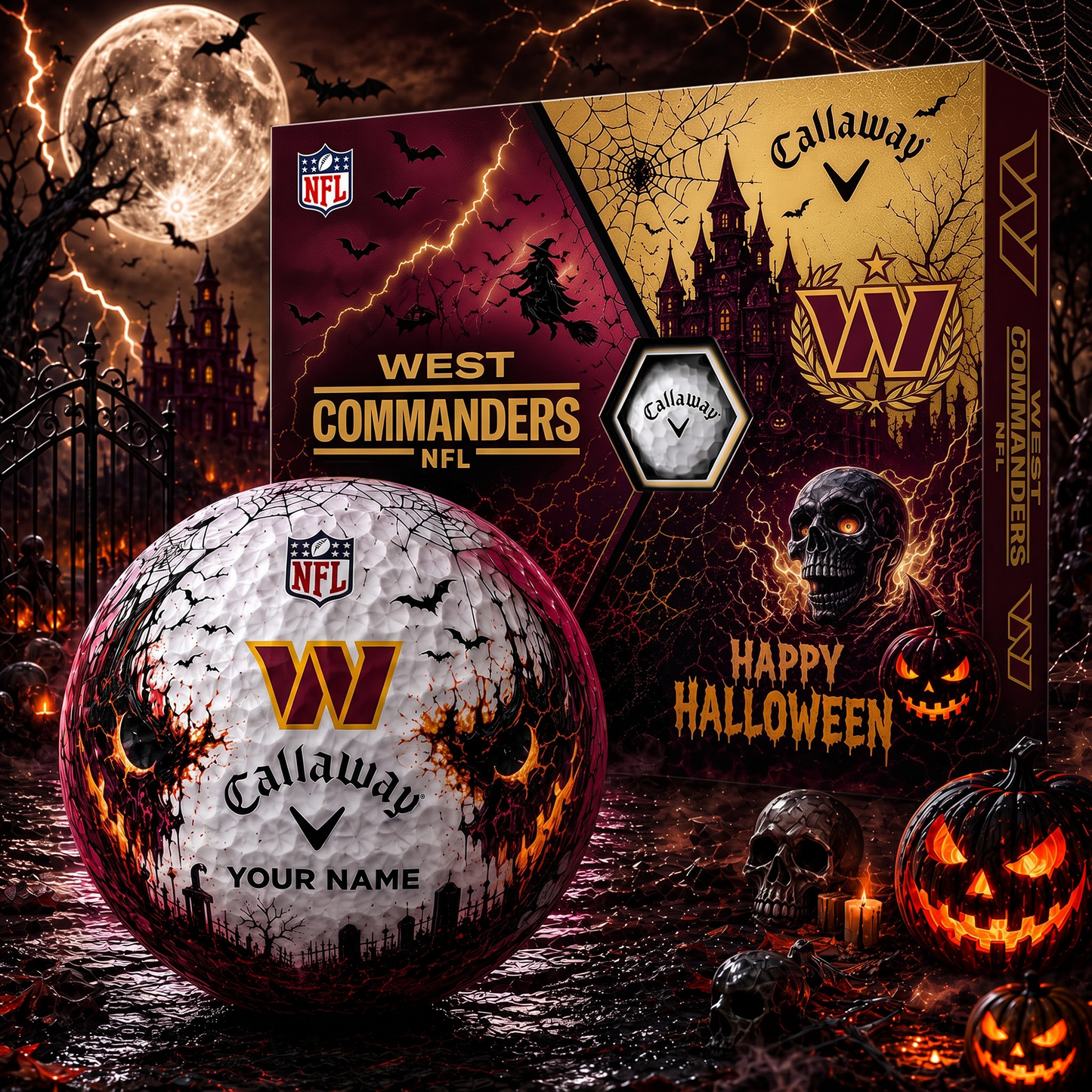 WAS X Premium NFL Halloween Golf Ball Limited Edition V2