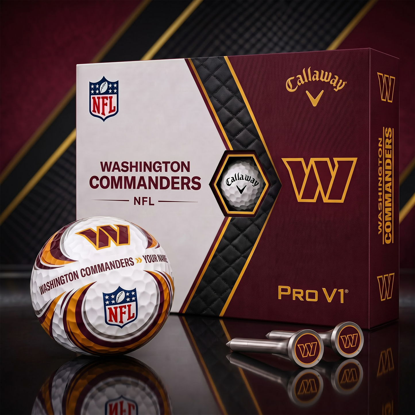 WC_PREMIUM NFL PERSONALIZED PRO V2 GOLF BALL SET COLLECTOR EDITION 1808