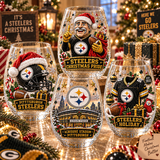 Pittsburgh Steelers NFL Set 4 Christmas Stemless Glass Gift For Fan Love