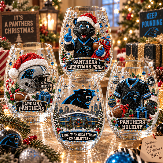 Carolina Panthers NFL Set 4 Christmas Stemless Glass Gift For Fan Love