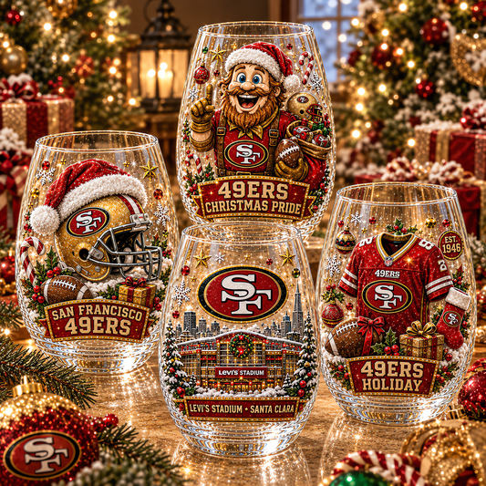 San Francisco 49ers NFL Set 4 Christmas Stemless Glass Gift For Fan Love