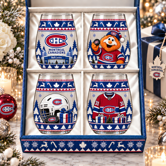 Montreal Canadiens NHL Premium Stemless Glass Set 4 Personalized Gift For Fan Hockey Men Women - Limited Edition
