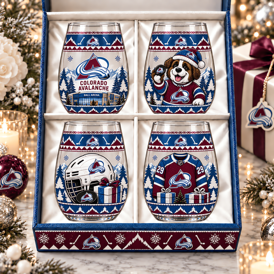 Colorado Avalanche NHL Premium Stemless Glass Set 4 Personalized Gift For Fan Hockey Men Women - Limited Edition