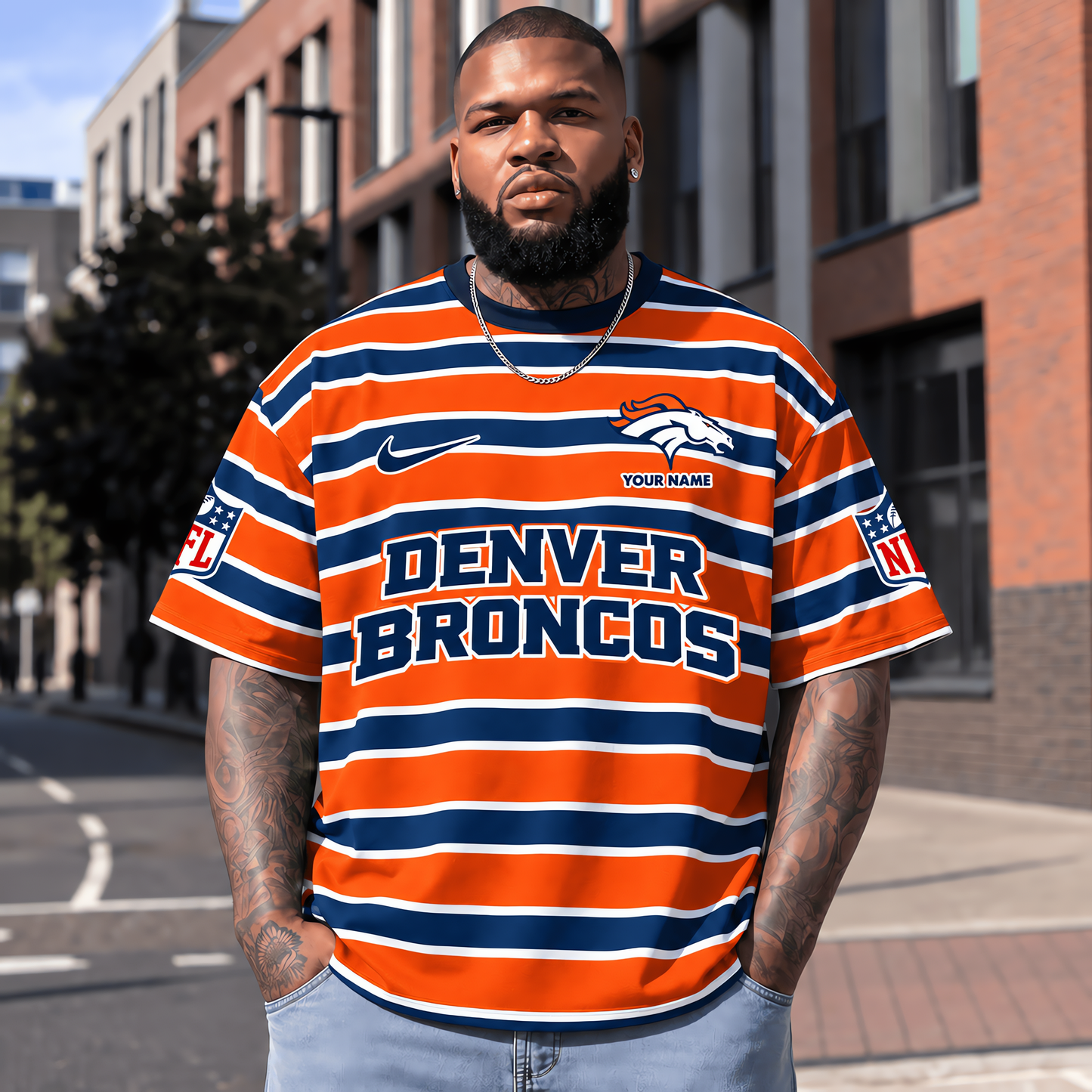 Denver Broncos NFL T-Shirt Custom Name For Fan