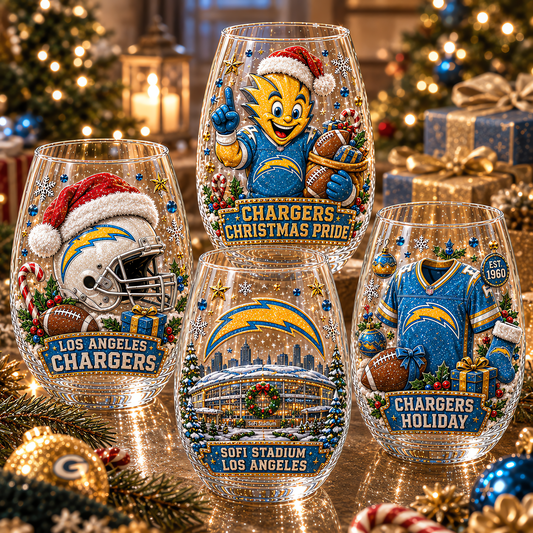 Los Angeles Chargers NFL Set 4 Christmas Stemless Glass Gift For Fan Love