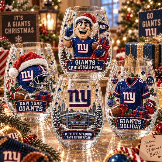New York Giants NFL Set 4 Christmas Stemless Glass Gift For Fan Love