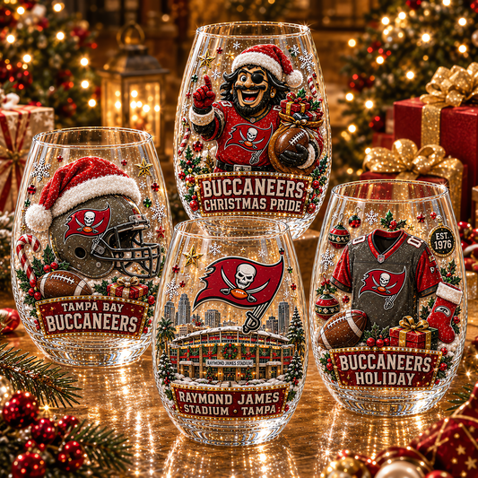 Tampa Bay Buccaneers NFL Set 4 Christmas Stemless Glass Gift For Fan Love