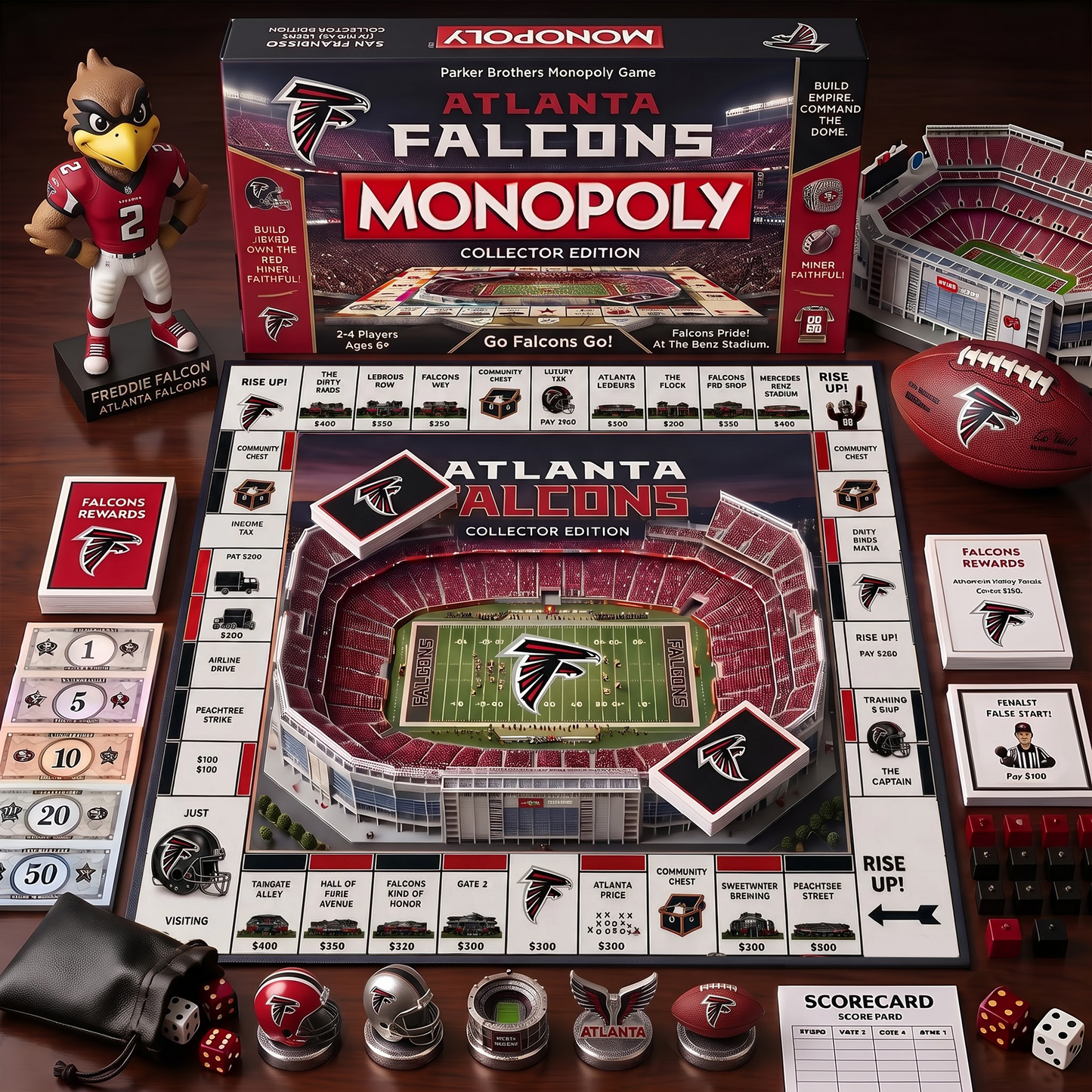AF_MONOPOLY NFL DELUXE SPORTS BOARD GAME PREMIUM COLLECTOR EDITION