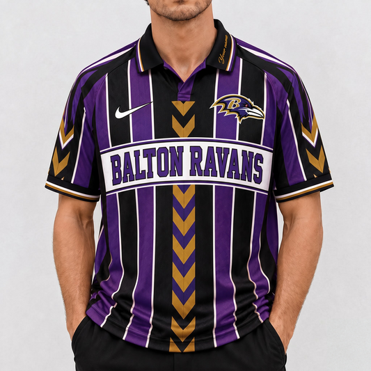 BAL X NFL Championship Polo Shirt Custom Name For Fan