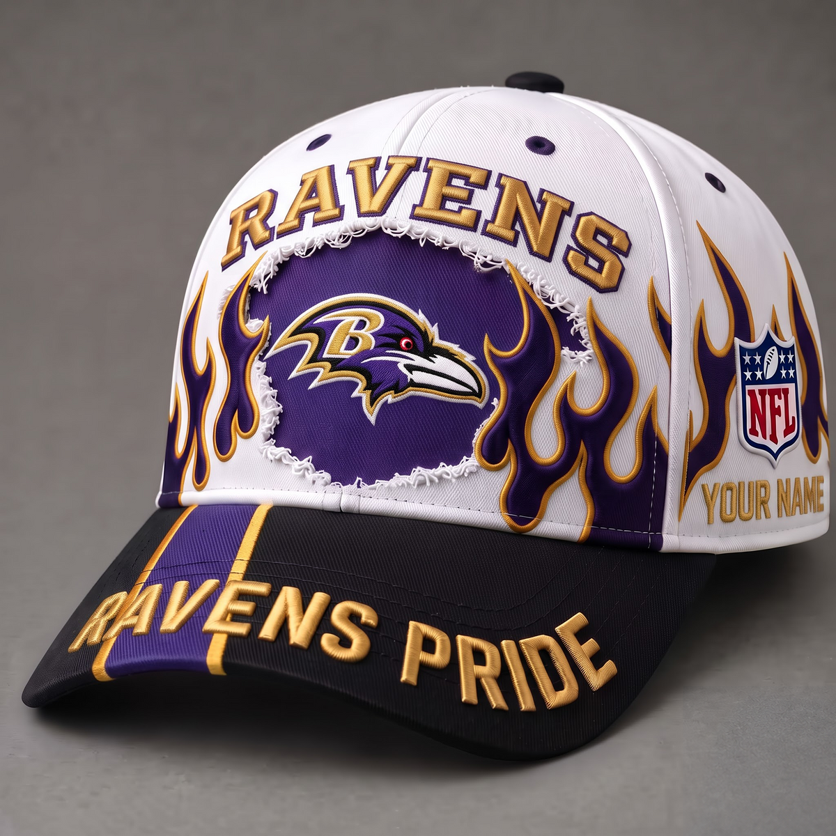 BAL X NFL EXCLUSIVE PERSONALIZED FIRE GRAPHIC CAP FOR GAME DAY