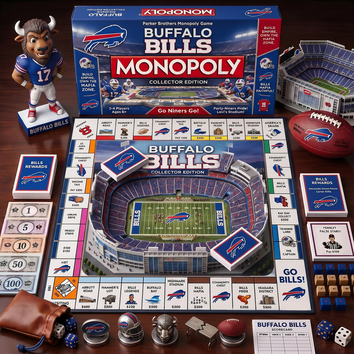 BB_MONOPOLY NFL DELUXE SPORTS BOARD GAME PREMIUM COLLECTOR EDITION