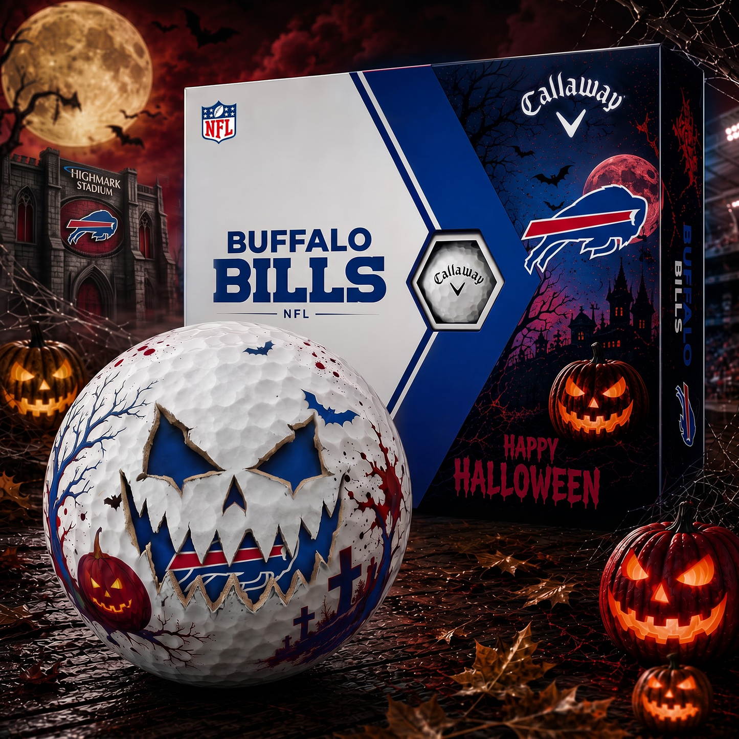 BB_NFL Monster Skull Halloween Golf Balls Gift Box 1808