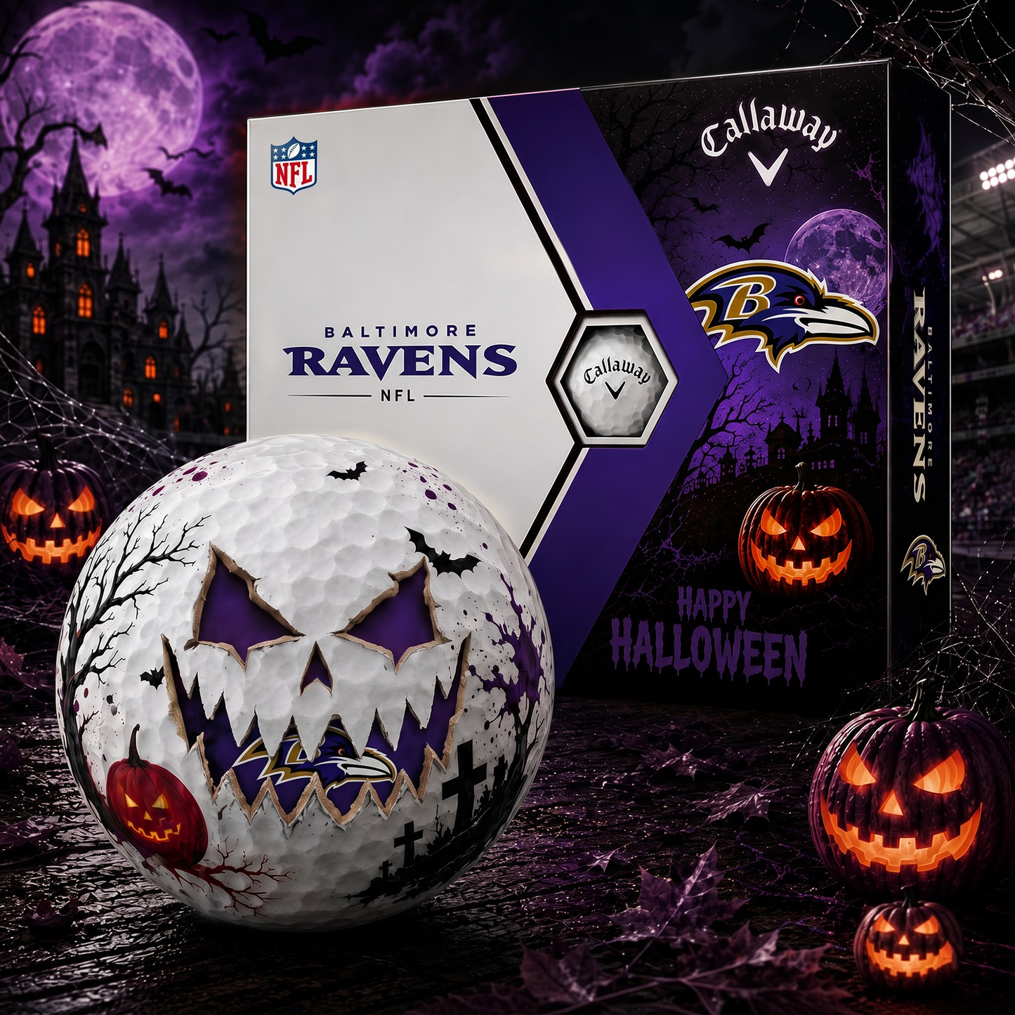 BR_NFL Monster Skull Halloween Golf Balls Gift Box 1808